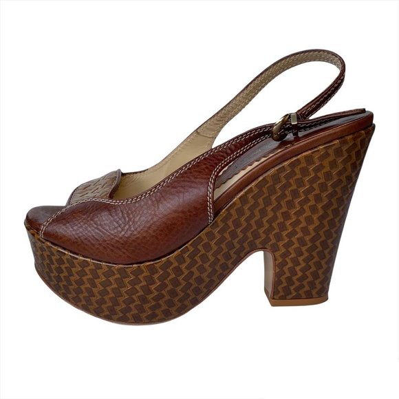 Emporio Armani Leather Platform Sandals | 37 | Brown - Picture 6 of 16